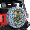 Customized Masonic Symbol Mason Floral Pattern Gray Blue Yellow Spare Tire Cover