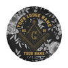 Customized Masonic Symbol Mason Floral Pattern Black White Spare Tire Cover