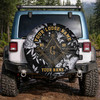 Customized Masonic Symbol Mason Floral Pattern Black White Spare Tire Cover