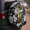 Custom Shriners Symbol Mason Floral Pattern Black White Yellow Spare Tire Cover