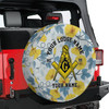 Custom Masonic Symbol Mason Floral Pattern White Blue Yellow Spare Tire Cover