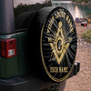 Customized Masonic Symbol Mason Radiant Black Gold Spare Tire Cover
