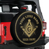 Customized Masonic Symbol Mason Radiant Black Gold Spare Tire Cover