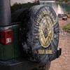 Customized Masonic Symbol Mason Grunge Black Grey Gold Spare Tire Cover