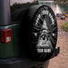 Customized Freemason Pyramid All Seeing Eye Black White Spare Tire Cover
