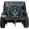 Custom Masonic Symbol Mason Shine Blue Gold Spare Tire Cover, Mason Lodge Gift