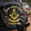Customized Past Master Symbol Masonic Gold Dust Black Spare Tire Cover