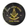 Customized Past Master Symbol Masonic Gold Dust Black Spare Tire Cover