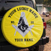 Customized Masonic Symbol Mason Geometric Yellow Black White Spare Tire Cover