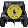 Customized Masonic Symbol Mason Geometric Yellow Black White Spare Tire Cover