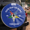 Customized OES Pentagon Down Symbol Masonic Blue White Spare Tire Cover