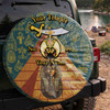 Custom Shriners Symbol Egypt Pyramid Pharaoh Dark Cyan Yellow Spare Tire Cover