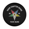 Customized OES Pentagon Down Symbol Masonic Black White Spare Tire Cover