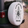 Customized Masonic Symbol Mason Geometric Hexagons White Spare Tire Cover