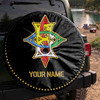 Custom OES Labyrinth Symbol Mason Stars Pattern Black Colorful Spare Tire Cover