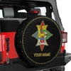 Custom OES Labyrinth Symbol Mason Stars Pattern Black Colorful Spare Tire Cover