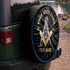 Custom Masonic Symbol Black Blue Gold Spare Tire Cover, Freemason Lodge Gift