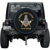 Custom Masonic Symbol Black Blue Gold Spare Tire Cover, Freemason Lodge Gift