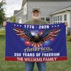 Personalized Family Name Majestic America 250 Years of Freedom Script House Flag