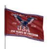 Personalized Family Name Elegant Deep Red USA 250 Years of Freedom House Flag