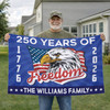 Personalized Family Name Blue Liberty 250 Years of Freedom Typography House Flag