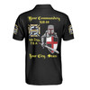Customize Name Masonic Knights Templar 40 Mile Reward Commander 3D Men's Polo Shirt S-5XL