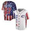 Customize Name Number Smoke Blue Red American Flag Baseball Jersey S-5XL