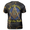 Customize Lodge Name and Number Freemasonry Masonic Symbol Marble Black Gold 3D T-shirt Size S-5XL