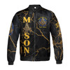 Customize Lodge Name and Number Freemasonry Masonic Symbol Marble Black Gold 3D Bomber Jacket Size S-5XL
