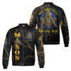 Customize Lodge Name and Number Freemasonry Masonic Symbol Marble Black Gold 3D Bomber Jacket Size S-5XL