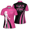 Golf Now Wine Later Pink Golf Lover Custom Name Women's Polo Shirt S-5XL