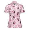 Pink Flamingo Golf Lover Pattern Custom Name Women's Polo Shirt S-5XL