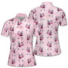 Pink Flamingo Golf Lover Pattern Custom Name Women's Polo Shirt S-5XL