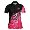 Pink Black Strike Bowling Player Team Custom Name Women's Polo Shirt S-5XL