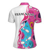 Pink Blue Comic Bowling Team Custom Name Women's Polo Shirt S-5XL