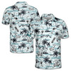 Personalized Name Light Blue Tropical Golf Pattern Men's Polo Shirt S-5XL