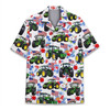 Patriotic Farm Tractor Aloha 4 of July Hawaiian Shirt S-5XL