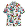 Tropical Christmas in July Funny Surfing Santa Hawaiian Shirt S-5XL