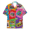 Colorful 80s 90s Pop Art Boombox Hawaiian Shirt S-5XL