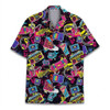 Neon Cassette Skateboard Retro 80s Hawaiian Shirt S-5XL