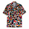 Colorful Coffee and Cat Print Summer Hawaiian Shirt S-5XL