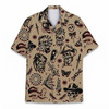 Vintage Skull Tattoo Retro Skeleton Cowboy Hawaiian Shirt S-5XL