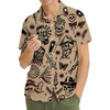 Vintage Skull Tattoo Retro Skeleton Cowboy Hawaiian Shirt S-5XL