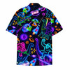 Funny Neon Bigfoot Dinosaur Space UFO Hawaiian Shirt S-5XL