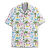 Funny Flamingo Palm Tree Summer Beach Pattern Hawaiian Shirt S-5XL