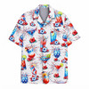 Patriotic Cocktail 4th of July USA Red White Blue Hawaiian Shirt S-5XL