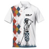 Funny Skull Skeleton Play Golf Men's Polo Shirt S-5XL