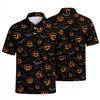 Glowing Pumpkin Golf Halloween Pattern Men's Polo Shirt S-5XL
