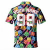 Custom Name Dice Colorful Casino Team Number Men's Polo Shirt S-5XL