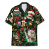 Funny Christmas Cat Novelty Holiday Aloha Hawaiian Shirt S-5XL